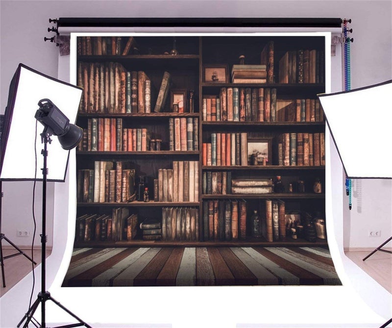 AOFOTO 8x8ft Old Books On Vintage Bookshelf Photography Background Library Retro Bookcase Backdrop Kid Boy Girl Adult Portrait Seamless Photoshoot Studio Props Video Drape Wallpaper - Image 3